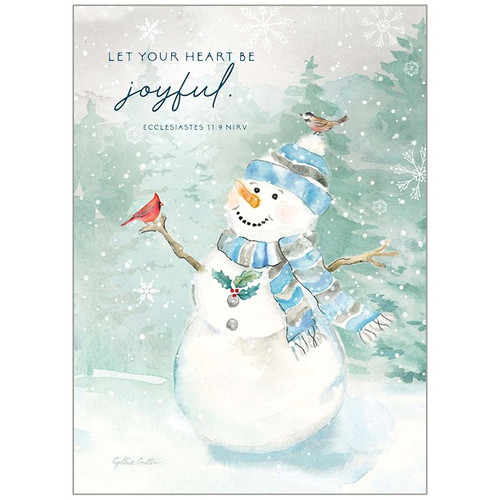 Card-Boxed-Snowman & Birds/Let Your Heart Be Joyful (John 1:16 NLT) (Box Of 20) by Christmas