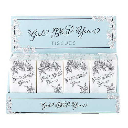 Tissue Display-Pocket-God Bless You-Blue (24 Packs) (PKGT) by Gifts Of Faith
