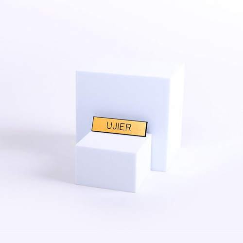 Spanish-Badge-Usher-Pin Back-Gold/Black by Engraved