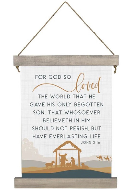 Hanging Canvas-God So Loved Nativity (15.5" x 25") by Christmas