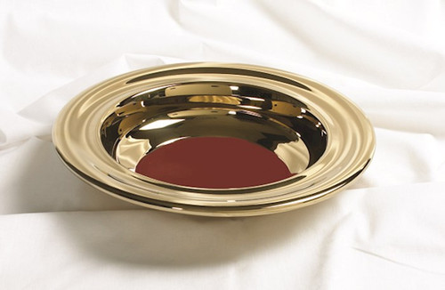 Offering Plate-Brasstone-Stainless Steel w/Red Felt-12" by Broadman & Holman