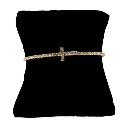 Bracelet-Eden Merry-Cross-Memory Wire-Gold by Eden Merry