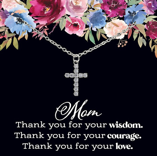 Necklace-Eden Merry-Cross-Mom Thank You by Eden Merry
