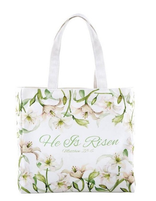 Canvas Tote-He Is Risen (Matthew 28:6) (10" x 10" w/3.5" Gusset) by Heartfelt