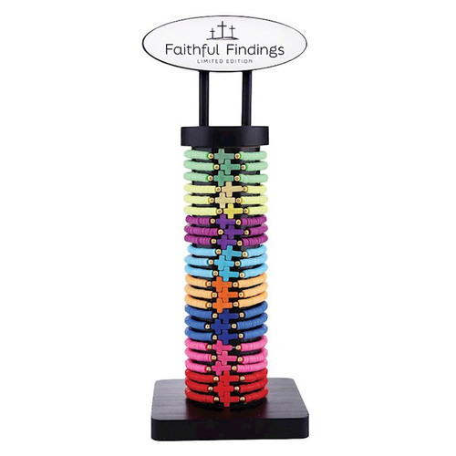 Bracelet-Ceramic Elastic Filled Display (8 Asst) (24 Pcs) by Kingdom Jewelry