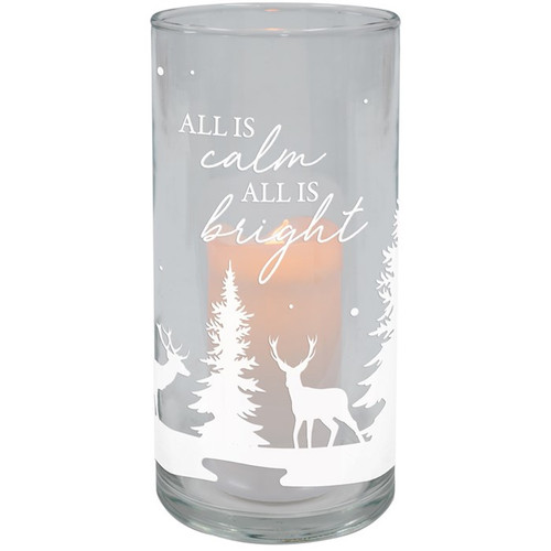 Hurricane Candle-Flameless Flicker-All Is Calm w/ Timer (7.25" x 3.5") by Christmas
