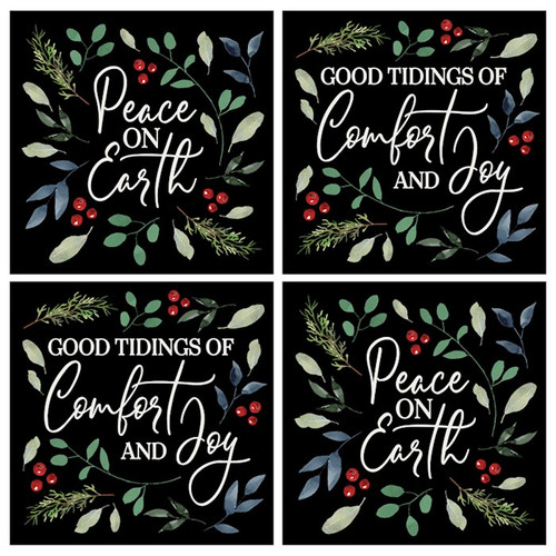 Square House Coasters-Christmas Foliage (Set of 4) by Christmas