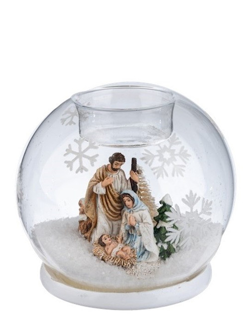 Home Decor-Montages Nativity Tealight Holder (4" Dia) (Holds one 1.4"Dia x 0.5"H Tea Light Candle) by Christmas