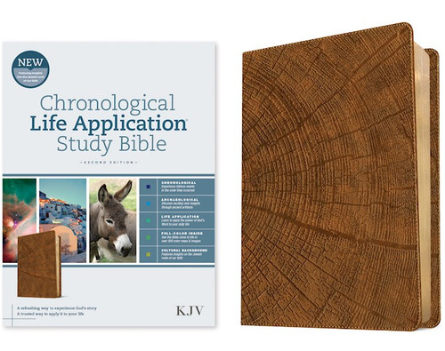 KJV Chronological Life Application Study Bible (Second Edition)-Heritage Oak Camel Leatherlike by Tyndale