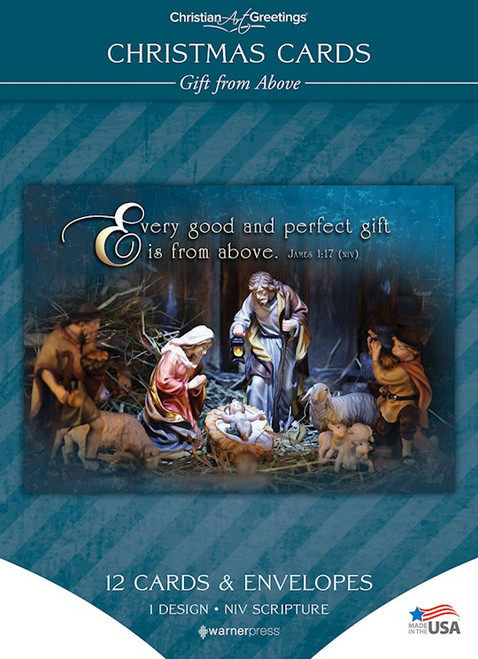 Boxed Card-Christmas: Gift From Above Solid Pack (James 1:17 NIV) (Box Of 12) by Warner Press
