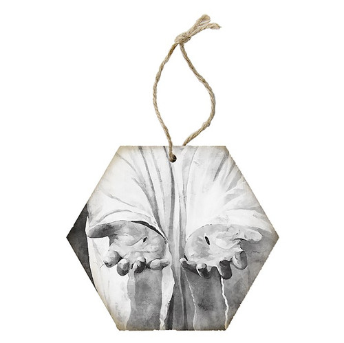 Ornament-Honeycomb-Jesus Hands (B&W) (6.875 x 4.5) by The Good Shepherd