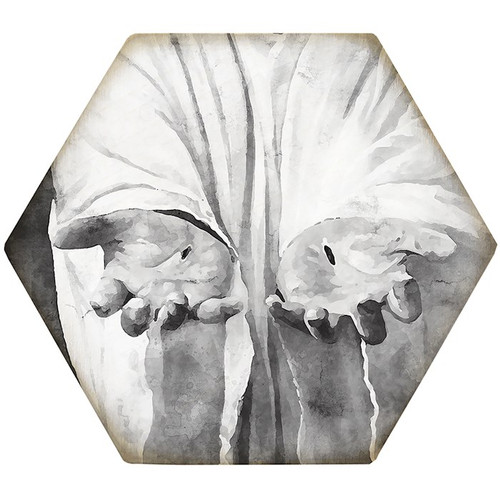 Coaster-Honeycomb-B&W Jesus Hands (4.5 x 3.785) by The Good Shepherd