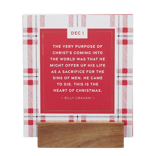 Desktop Advent Calendar-Christmas Plaid Card Set w/ Stand by Christian Art Gift