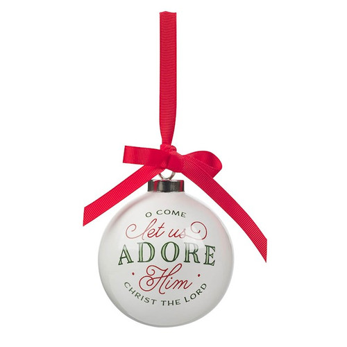 Ornament-Let Us Adore Him-White (3"Dia Round) by Christian Art Gift