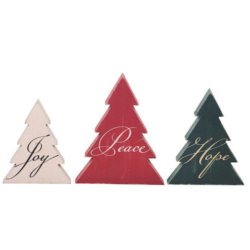 Tabletop Decor-Joy Peace Hope Tree Block (Set Of 3) by Christian Art Gift
