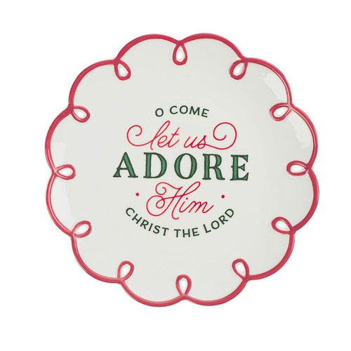 Plate-Let Us Adore Him-Scalloped Edge (9" Dia) by Christian Art Gift