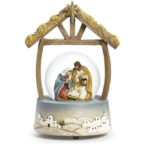 Musical Glitterdome-Holy Family In Stable (Tune: Silent Night) (8"H) by Christmas