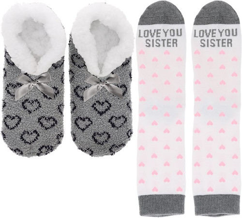 Slipper & Sock Gift Set-Love You Sister Size S/M (#66766) by Pavilion