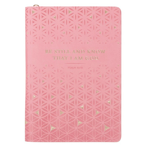 Journal Classic W/ Zip-Be Still & Know Ps. 46:10-Pink by Christian Art Gift