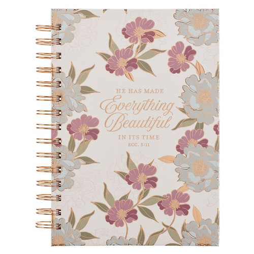 Journal Wirebound-Everything Beautiful Ecc. 3:11-White by Christian Art Gift