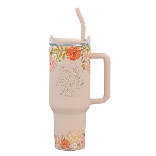 Travel Mug-Consider The Wildflower W/ Straw (40 oz) (Stainless Steel) by Christian Art Gift