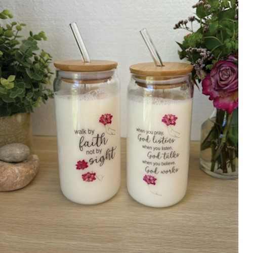 Glass Sipper-Walk By Faith (24 Oz) by CA Gift