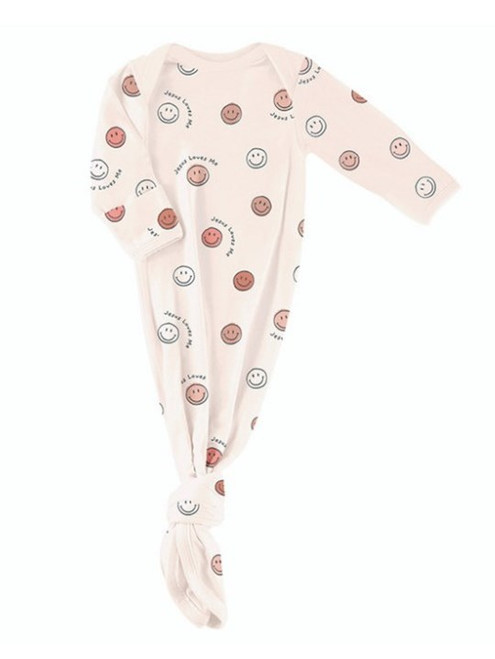 Newborn Knotted Gown-Jesus Loves Me-Pink (0-6 mths) by Stephan Baby