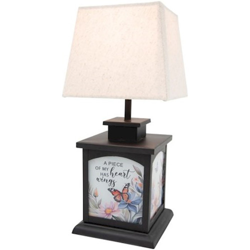 Lantern Lamp w/Fabric Shade-A Piece Of My Heart Has Wings (12" x 5.25 x 5.25") (#57723) by Carson Home Accent
