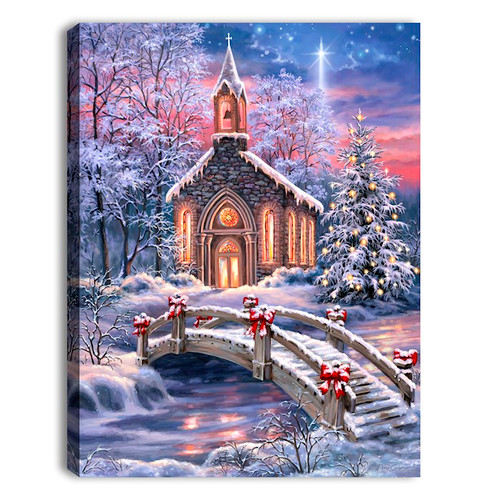Mini Canvas-O Come Emmanuel-LED Tabletop w/Timer (8" x 6") (#A2540) by Christmas