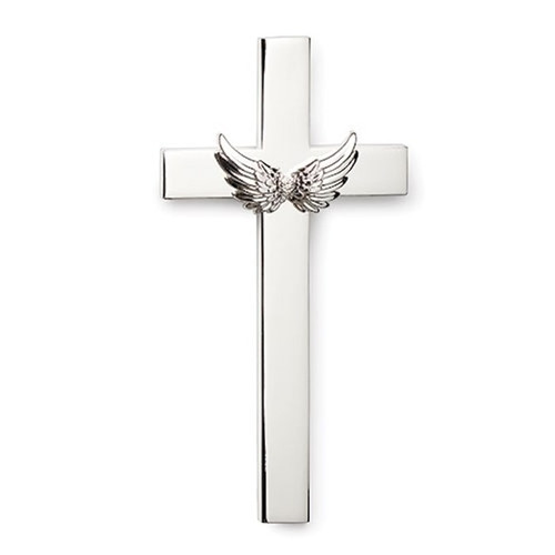 Wall Cross-Memorial: Wings-Silver (4.75"H) (#19188) by Roman Inc.