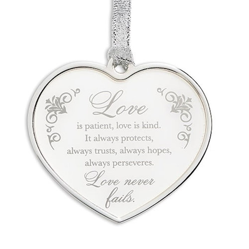 Ornament-Love Is Patient Love Is Kind...In Gift Box-Silver (2.5"H) (#11510) by Roman Inc.