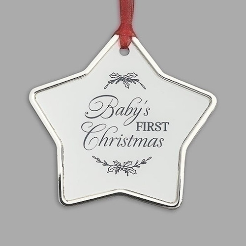 Ornament-Baby's First Christmas In Star Shape-Silver (3"H) (#138571) by Christmas