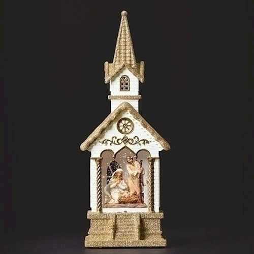 Confetti Lites-Lighted Swirl Church w/Holy Family (11"H) (#134886) by Christmas
