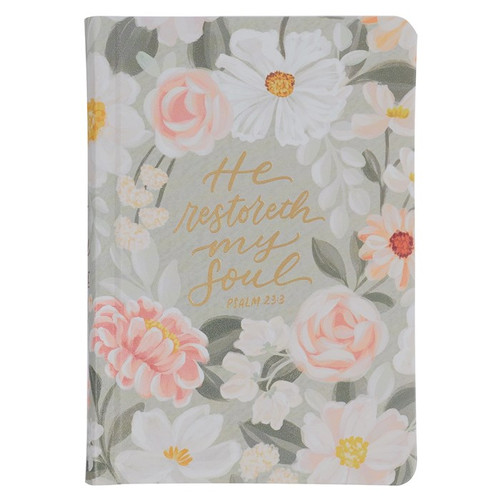 KJV Compact Bible (Psalm 23:3)-Lichen Gray Floral Faux Leather by Christian Art Gift