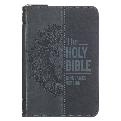 KJV Mini Pocket Bible-Black/Gray Faux Leather W/ Zipper by Christian Art Gift