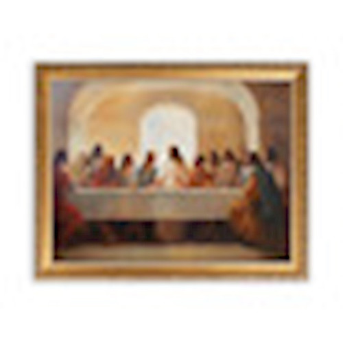 Framed Art-Last Supper -Gold Linen Framed (17.75" x 13.75") by P Graham Dunn