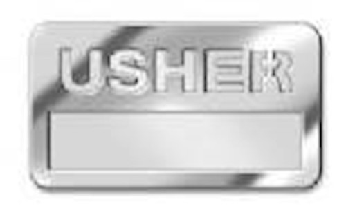 Badge-Usher w/Cut Out Lettering-Magnetic Back-Silver (1-1/2" x 3-1/2") by Broadman & Holman
