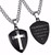 Necklace-Black R2 Shield Cross-Christ My Strength (Mens)-24" Chain by Stainless Steel