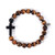 Bracelet-Tiger Eye Beads W/ Cross-Stretch by Alexa's Angels