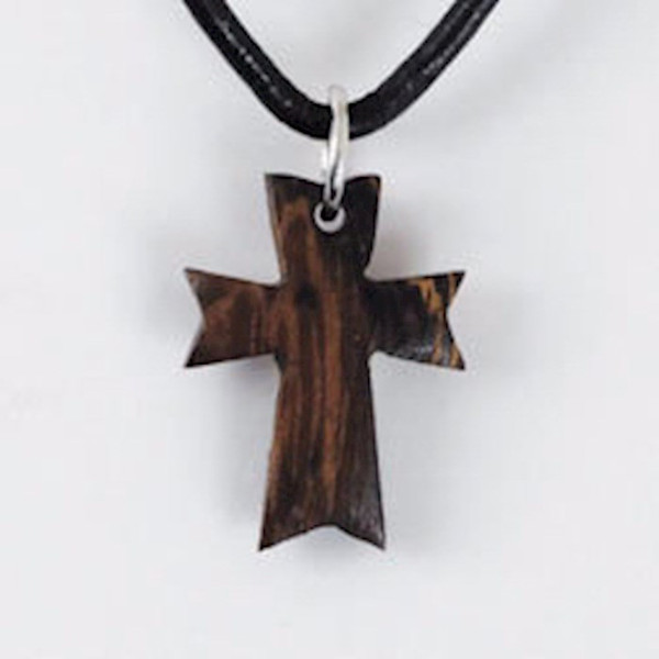 Necklace-Angled Cross w/24" Chain-Wood (Adjustable) (Carded) by Bob Siemon Designs