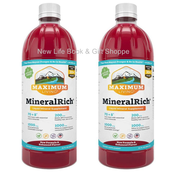 2 Bottles MineralRich by Maximum Living. Mineral Rich (now sugar-free). 64 oz. total. FREE SHIPPING.