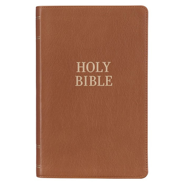 KJV Giant Print Bible-Toffee Brown Genuine Leather Indexed by Christian Art Gift