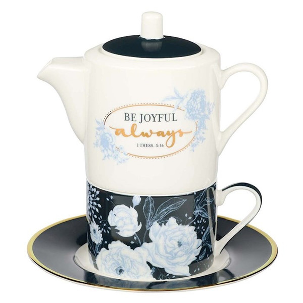 Tea For One Ceramic Be Joyful Always 1 Thess 5:16 by Christian Art Gift