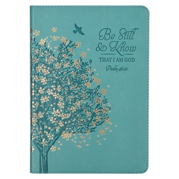 Journal-Classic LuxLeather-Be Still-Teal by Christian Art Gift