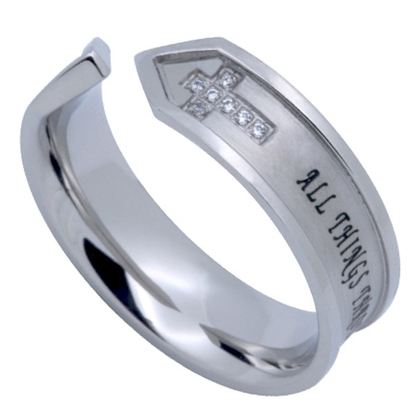 Ring-Nexus-Christ My Strength-Sz  5 by Stainless Steel