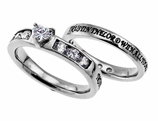 Ring-Princess Solitaire (Heart)-Trust-Sz  6 by Stainless Steel