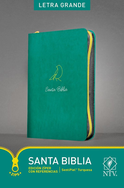 Span-NTV Bible-Large Print Zipper Edition With References-Teal LeatherLike by Tyndale Espanol