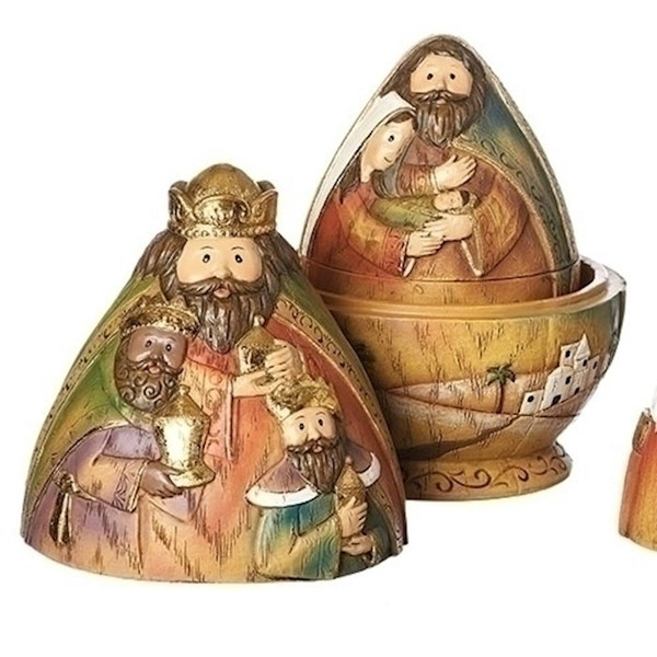 Figurine-Nativity Nesting Box (3 Pieces) (6.5") by Christmas