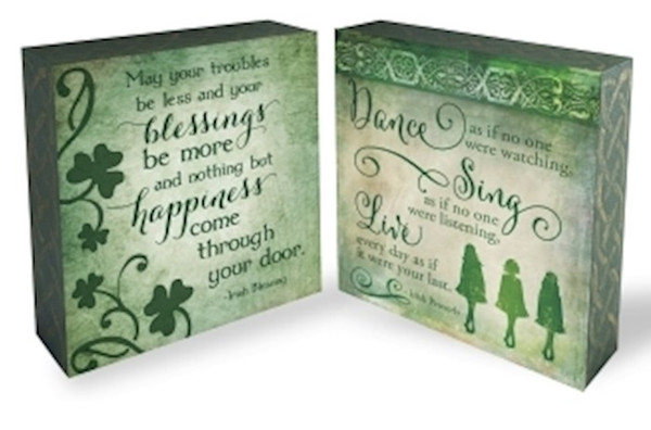 Wood Block-Irish Blessing-Two Sided (4.5" x 4.5" x 1.5") by Abbey Gift