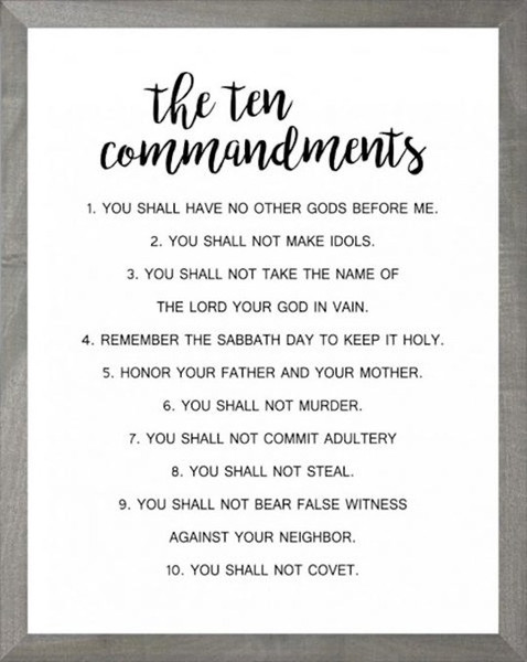 Framed Art-Ten Commandments (White) (11 X 14) (Farmhouse Art) by Beechdale Frames